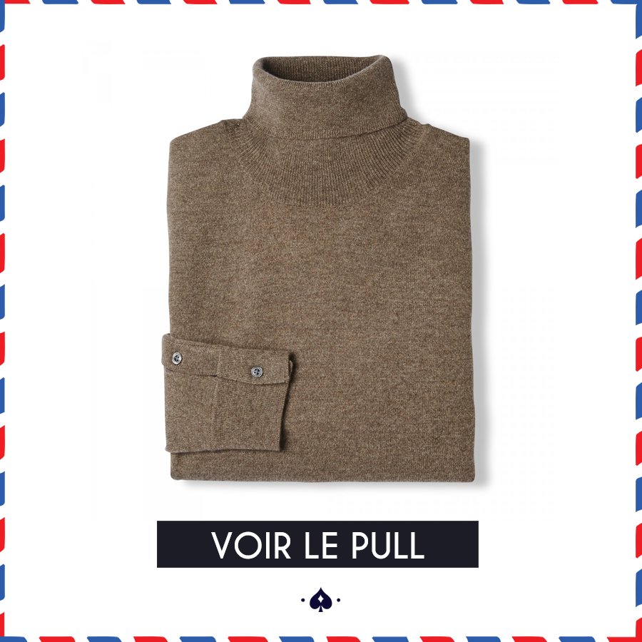Pull col roulé Figaro taupe